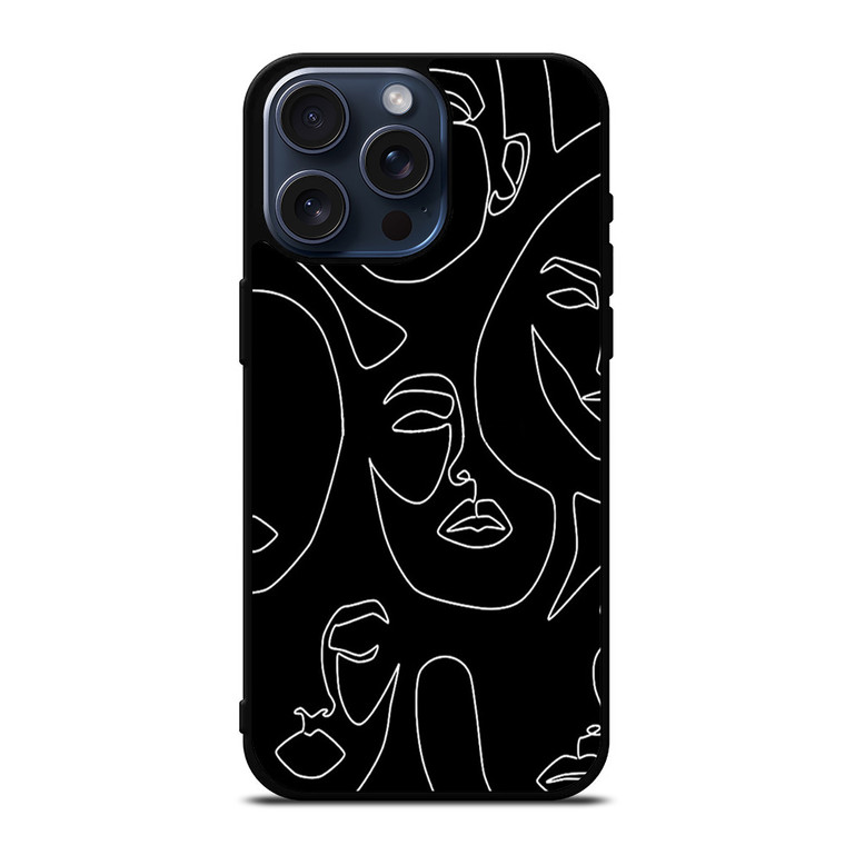 WOMAN FACE SKETCH PATTERN iPhone 15 Pro Max Case Cover