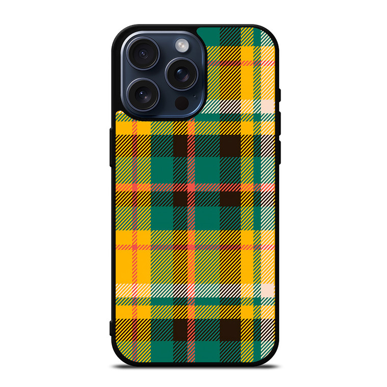 YELLOW GREEN TARTAN PATTERN iPhone 15 Pro Max Case Cover