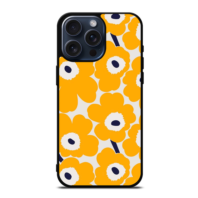 YELLOW RETRO FLORAL PATTERN iPhone 15 Pro Max Case Cover