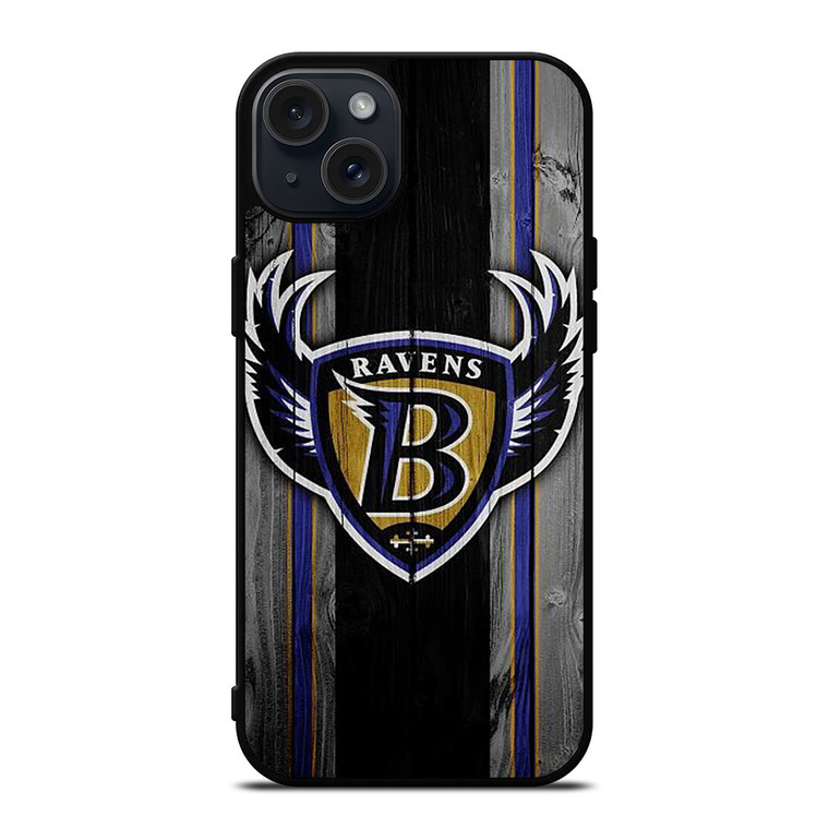 BALTIMORE RAVENS WOODEN LOGO iPhone 15 Plus Case Cover