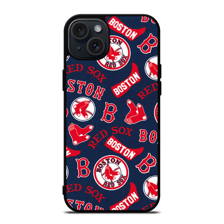 BOSTON RED SOX BASEBALL PATTERN iPhone 15 Plus Case Cover