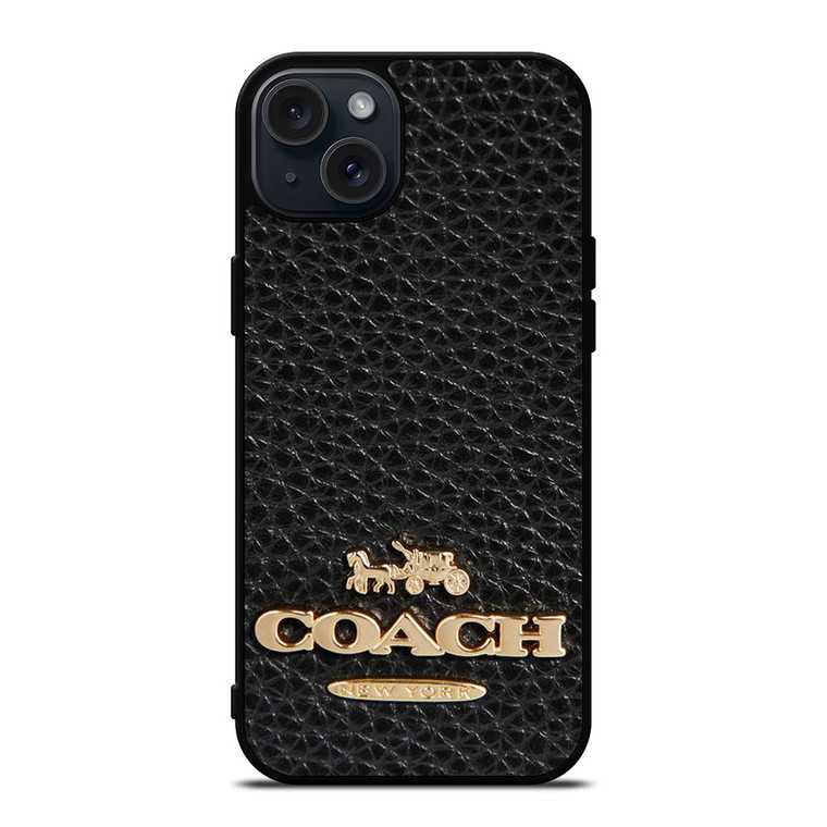 COACH NEW YORK BLACK LEATHER 2 iPhone 15 Plus Case Cover
