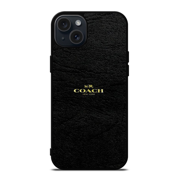 COACH NEW YORK BLACK LEATHER iPhone 15 Plus Case Cover