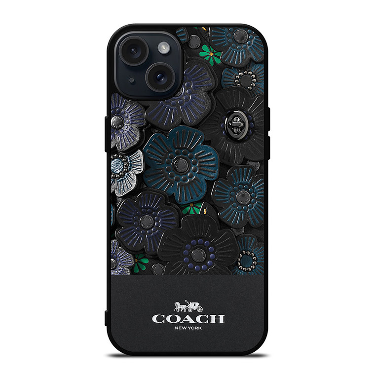 COACH NEW YORK BLACK TEA ROSE iPhone 15 Plus Case Cover