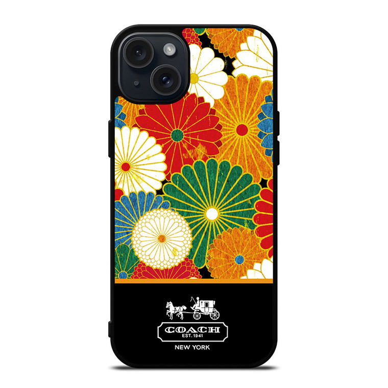 COACH NEW YORK COLORFUL FLORAL LOGO iPhone 15 Plus Case Cover