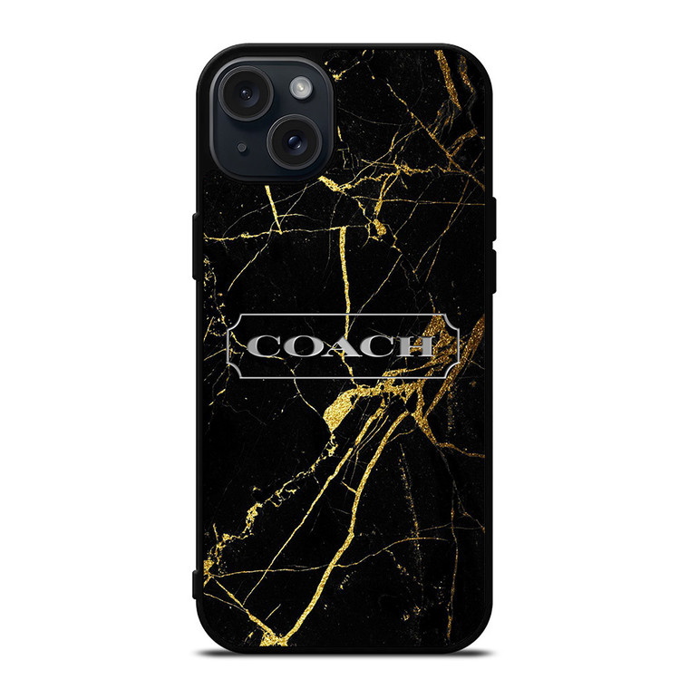 COACH NEW YORK GOLD MARBLE iPhone 15 Plus Case Cover