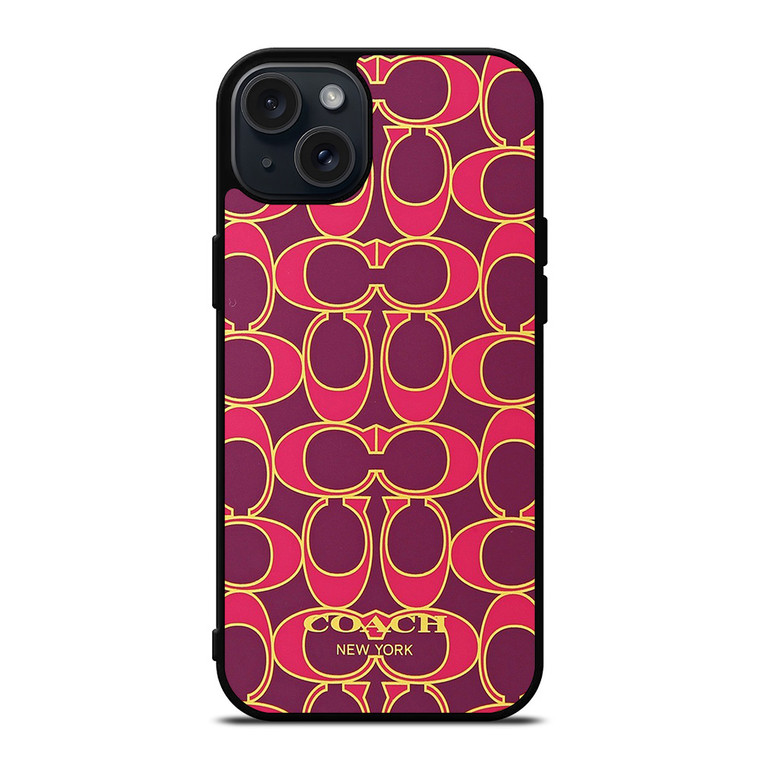 COACH NEW YORK PINK GOLD iPhone 15 Plus Case Cover