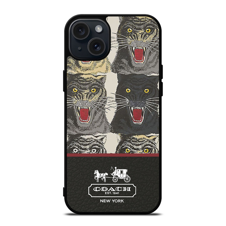 COACH NEW YORK TIGER FACE PATTERN iPhone 15 Plus Case Cover