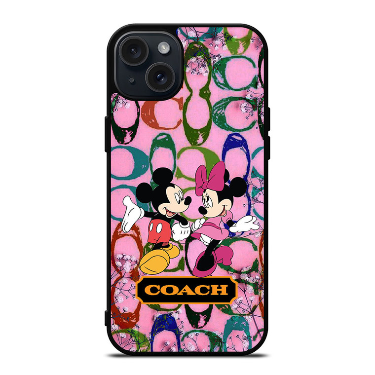COACH PINK FLOWER MICKEY MINNIE iPhone 15 Plus Case Cover