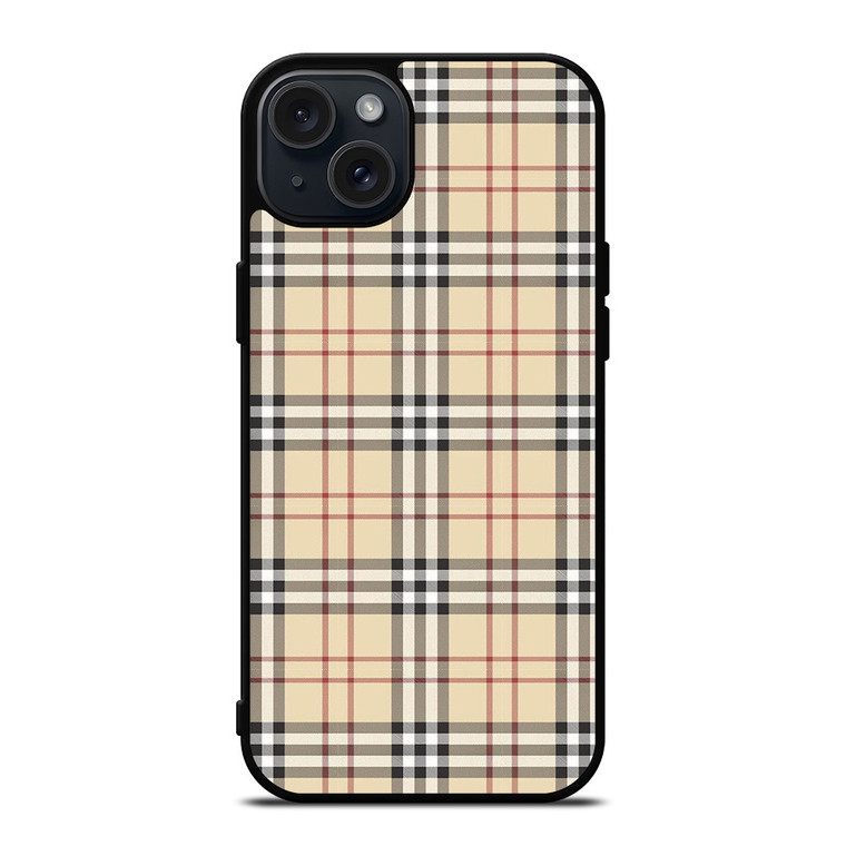 CREAM TARTAN PATTERN iPhone 15 Plus Case Cover