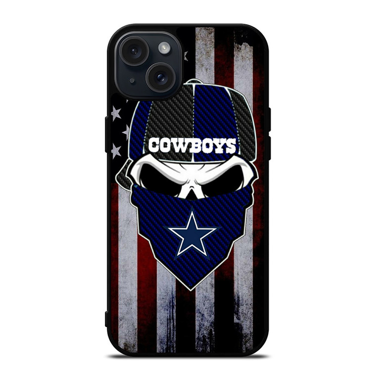 DALLAS COWBOYS SKULL USA FLAG iPhone 15 Plus Case Cover