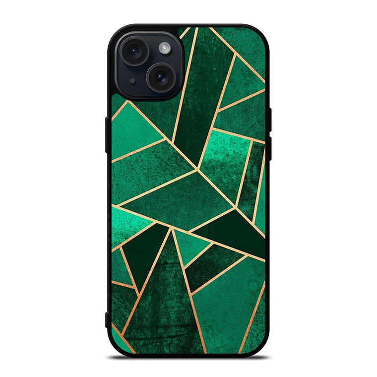 EMERALD AND COPPER GEOMETRIC PATTERN iPhone 15 Plus Case Cover