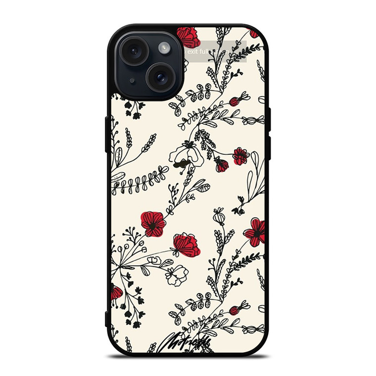 HAND DRAWING RED FLOWER PATTERN iPhone 15 Plus Case Cover