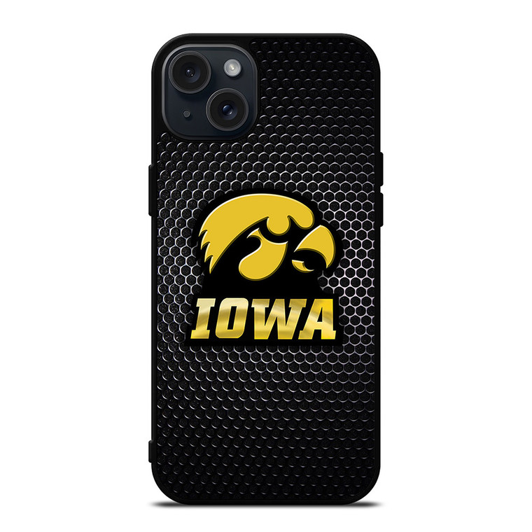 IOWA HAWKEYES METAL LOGO iPhone 15 Plus Case Cover