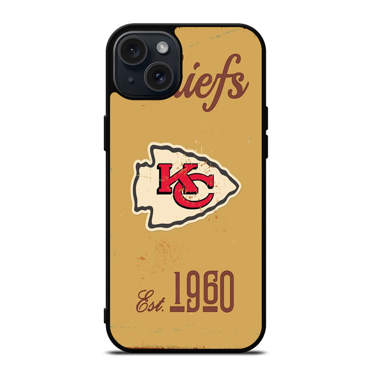 KANSAS CITY CHIEFS RUSTY LOGO iPhone 15 Plus Case Cover