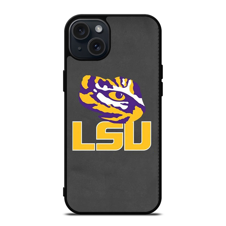 LSU TIGERS LEATHER LOGO iPhone 15 Plus Case Cover