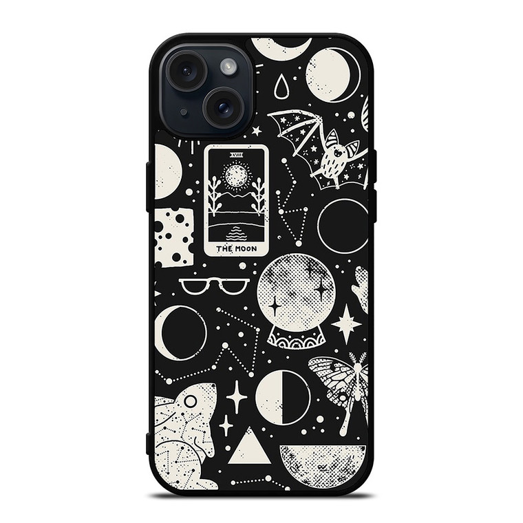 LUNAR PATTERN BLACK WHITE iPhone 15 Plus Case Cover