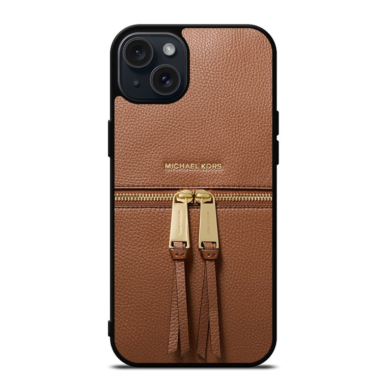 MICHAEL KORS MK LOGO BACKPACK BAG BROWN iPhone 15 Plus Case Cover
