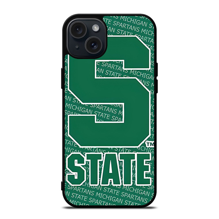 MICHIGAN STATE SPARTANS LOGO FOOTBALL EMBLEM iPhone 15 Plus Case Cover