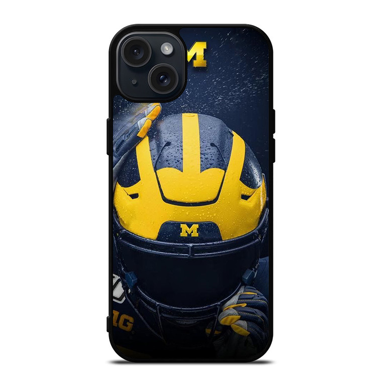 MICHIGAN WOLVERINES HELMET COLLEGE FOOTBALL TEAM iPhone 15 Plus Case Cover