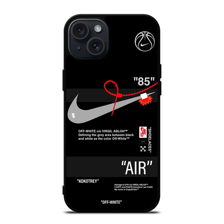NIKE SHOES X OFF WHITE BLACK 85 iPhone 15 Plus Case Cover