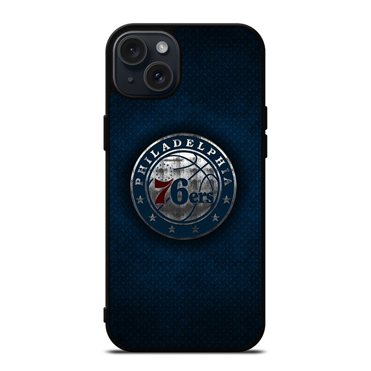 PHILADELPHIA 76ERS METAL LOGO iPhone 15 Plus Case Cover