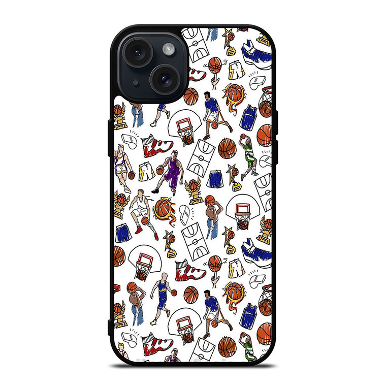 PLAYFUL BASKETBALL DOODLE ART iPhone 15 Plus Case Cover