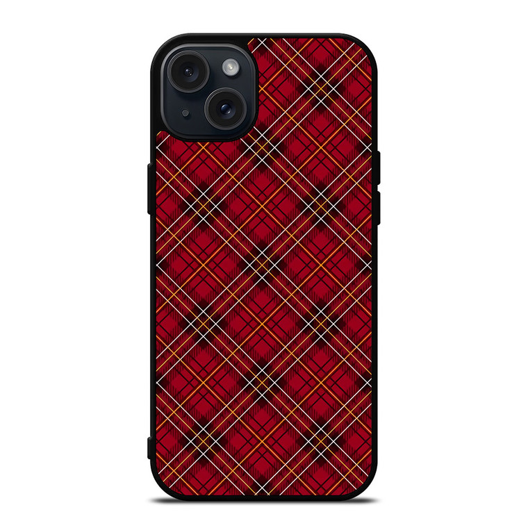 RED TARTAN CROSS PLAID iPhone 15 Plus Case Cover