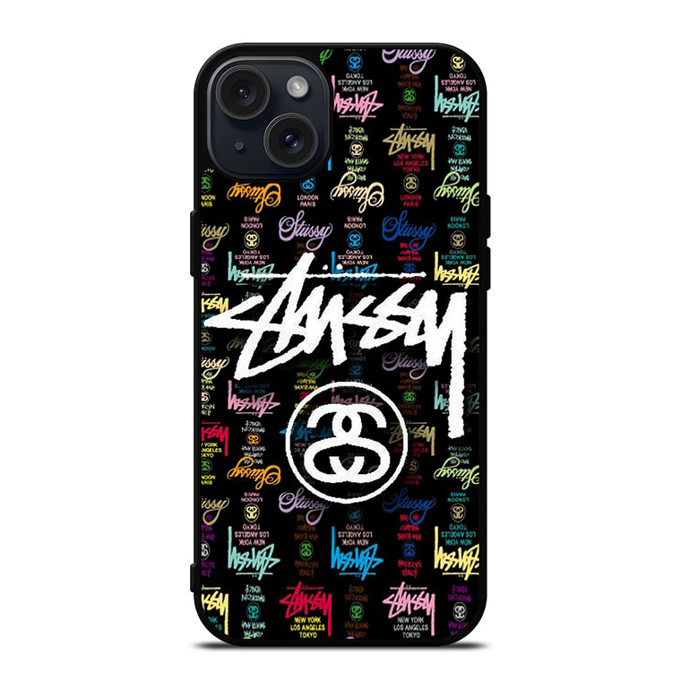STUSSY COLLAGE LOGO iPhone 15 Plus Case Cover STUSSY COLLAGE LOGO iPhone 15 Plus Case Cover