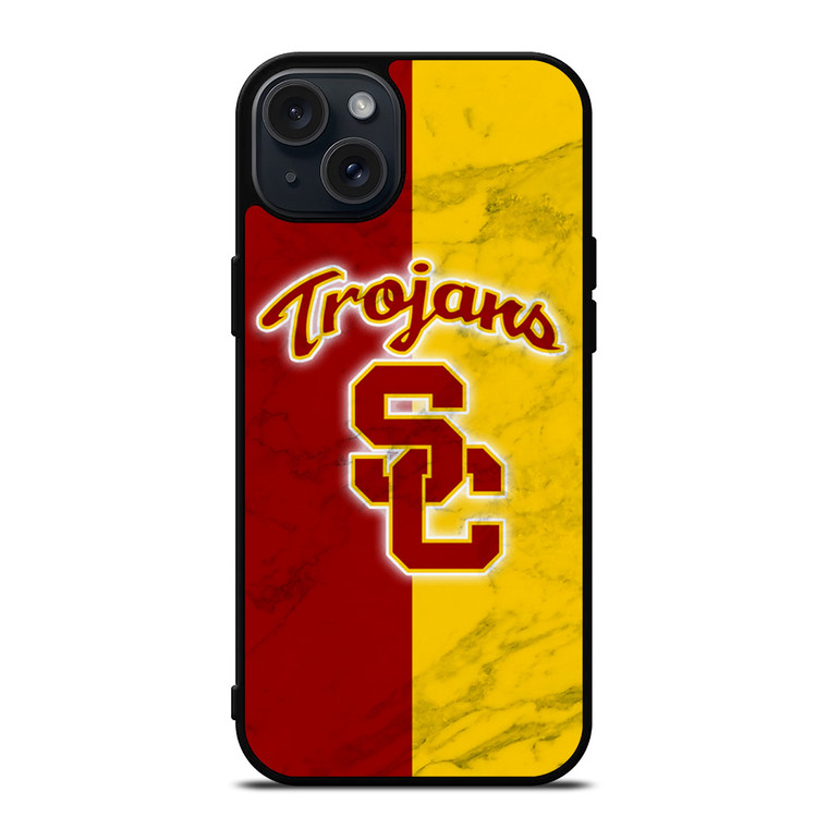 USC TROJANS LOGO MARBLE iPhone 15 Plus Case Cover