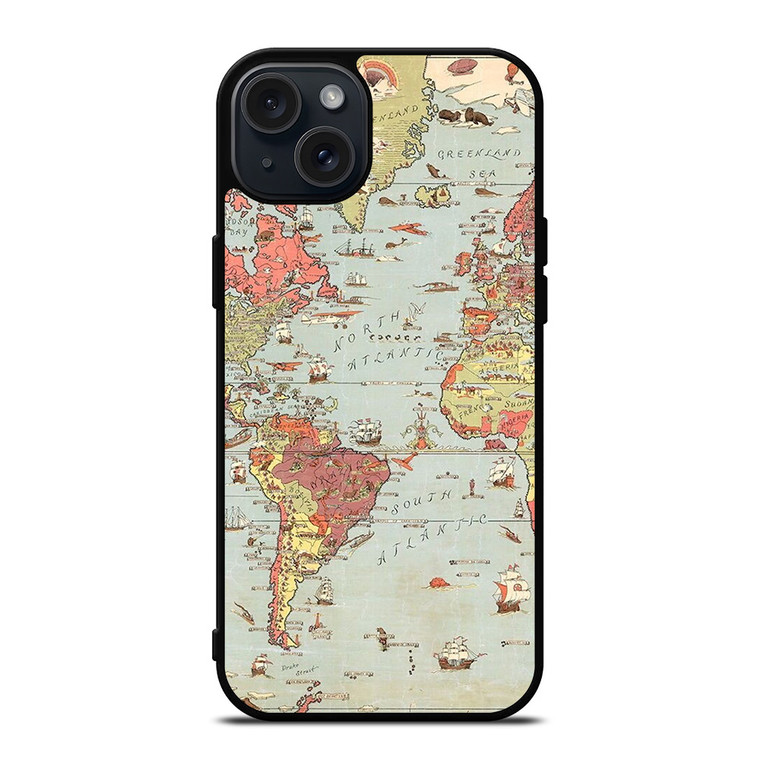 VINTAGE MAP iPhone 15 Plus Case Cover