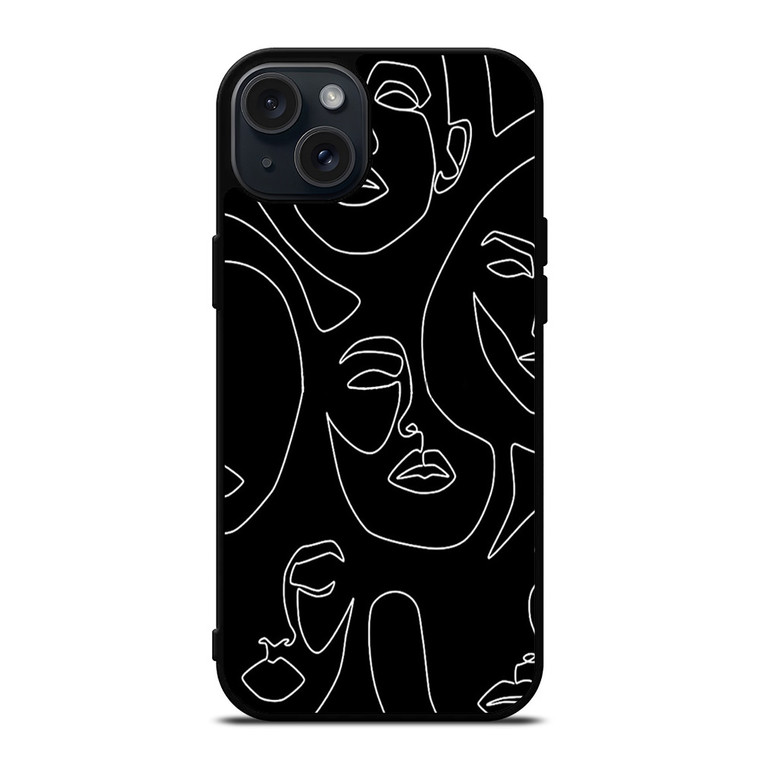 WOMAN FACE SKETCH PATTERN iPhone 15 Plus Case Cover