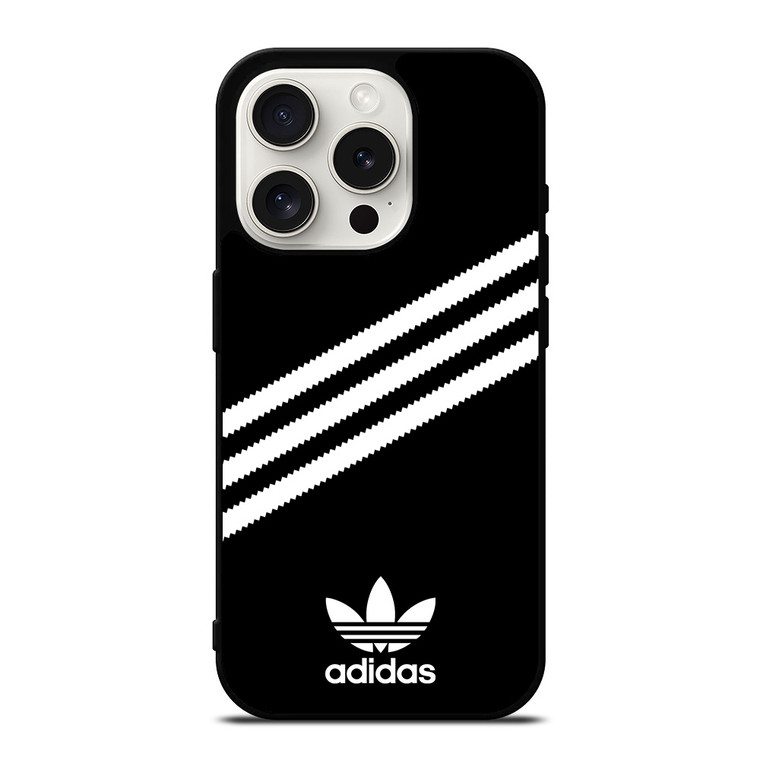 ADIDAS ORIGINALS STRIPES BLACK WHITE iPhone 15 Pro Case Cover