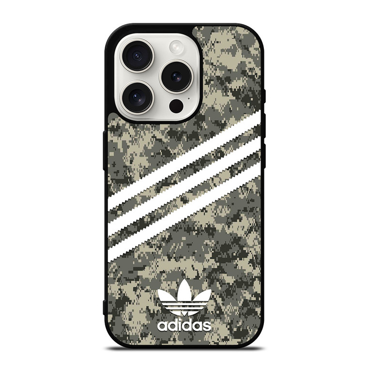 ADIDAS ORIGINALS STRIPES GREY CAMO iPhone 15 Pro Case Cover