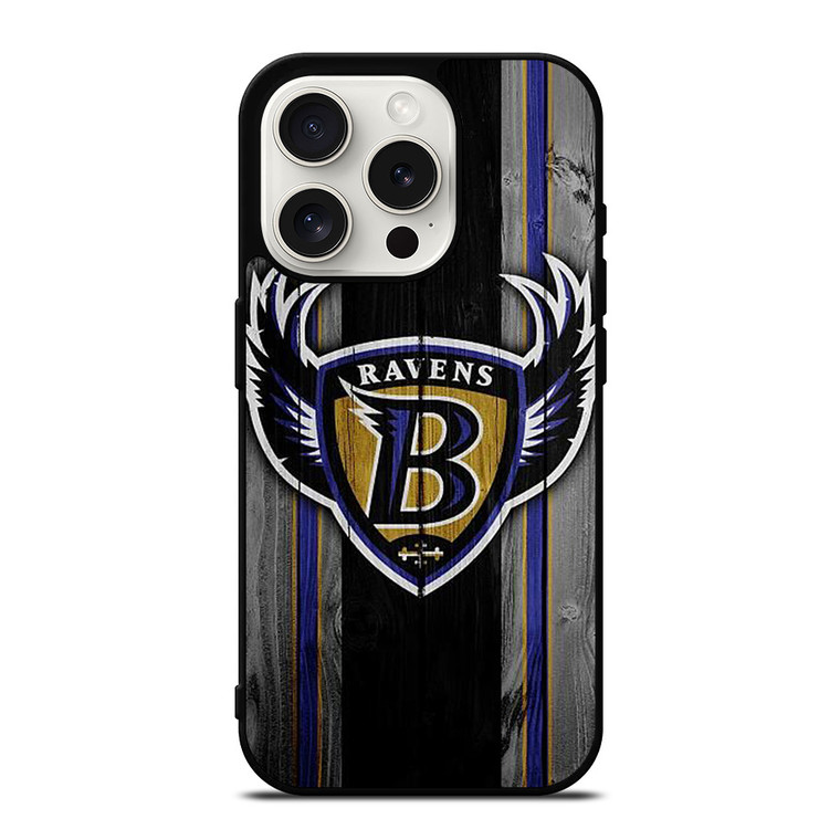 BALTIMORE RAVENS WOODEN LOGO iPhone 15 Pro Case Cover
