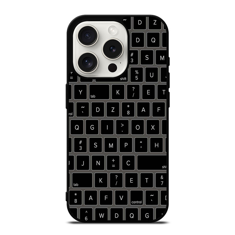 BLACK KEYBOARD PATTERN iPhone 15 Pro Case Cover