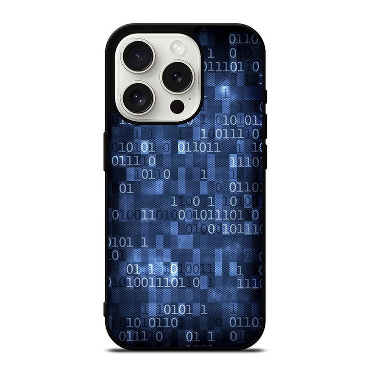 BLUE STYLISH BINARY CODE iPhone 15 Pro Case Cover