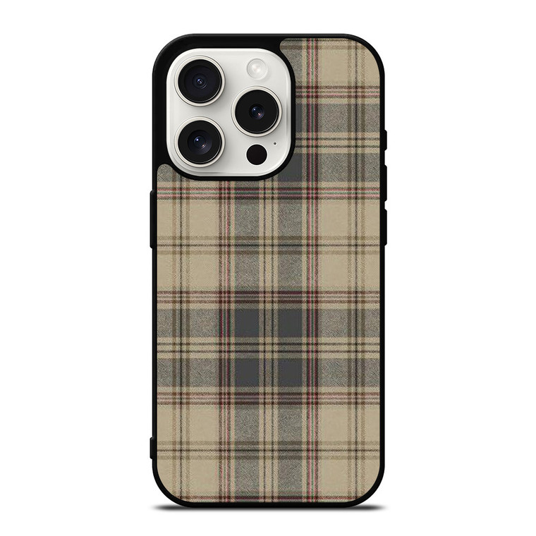 BROWN TARTAN PLAID PATTERN iPhone 15 Pro Case Cover