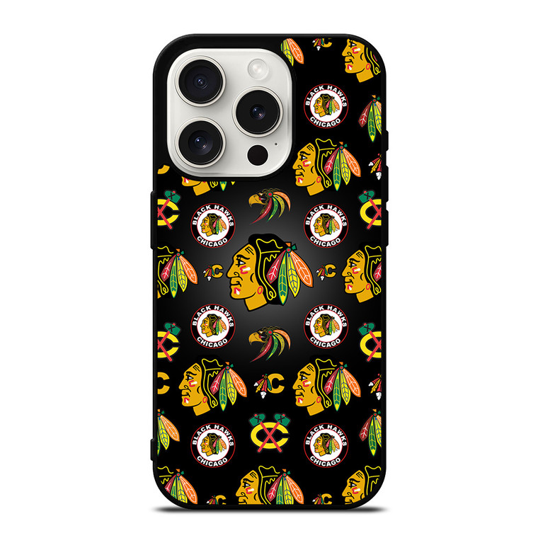 CHICAGO BLACKHAWKS COLLAGE LOGO iPhone 15 Pro Case Cover