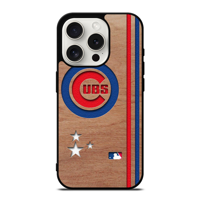 CHICAGO CUBS UBS MLB WOODEN LOGO iPhone 15 Pro Case Cover
