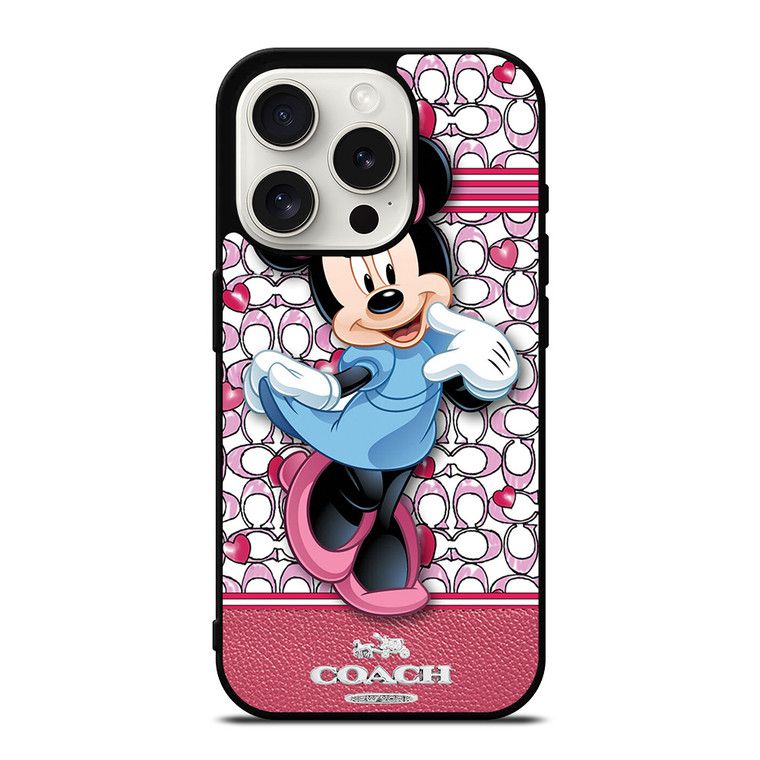 COACH MINNIE MOUSE PINK PATTERN iPhone 15 Pro Case Cover
