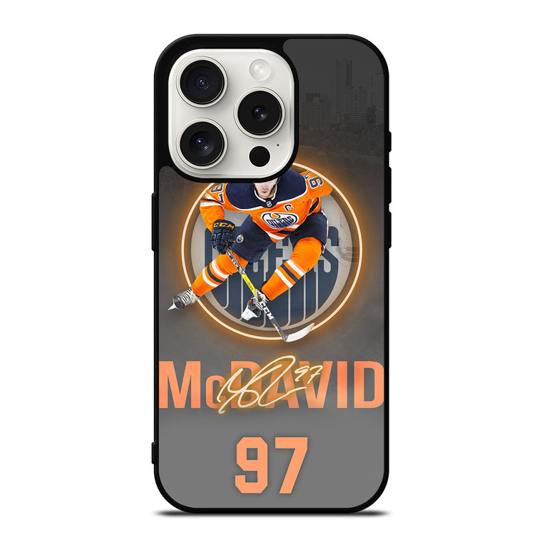 CONNOR MCDAVID EDMONTON OILERS PLAYER iPhone 15 Pro Case Cover