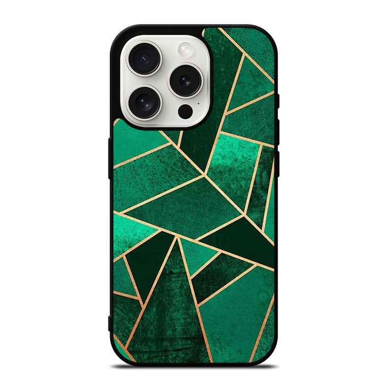EMERALD AND COPPER GEOMETRIC PATTERN iPhone 15 Pro Case Cover