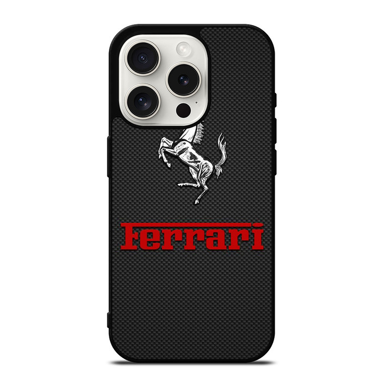 FERRARI HORSE CARBON LOGO iPhone 15 Pro Case Cover FERRARI HORSE CARBON LOGO iPhone 15 Pro Case Cover