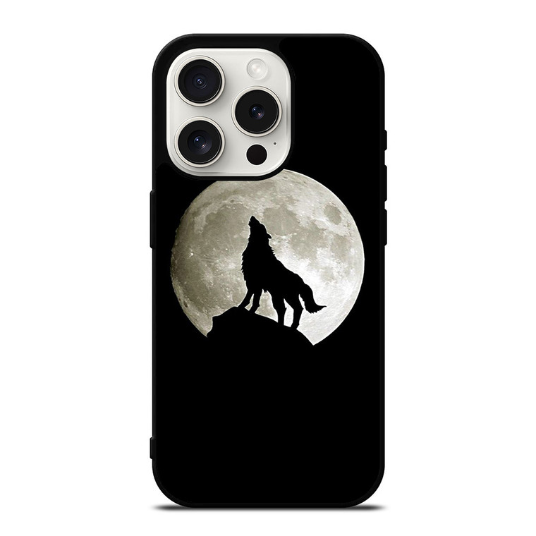 FULL MOON WOLF SILHOUETTE iPhone 15 Pro Case Cover