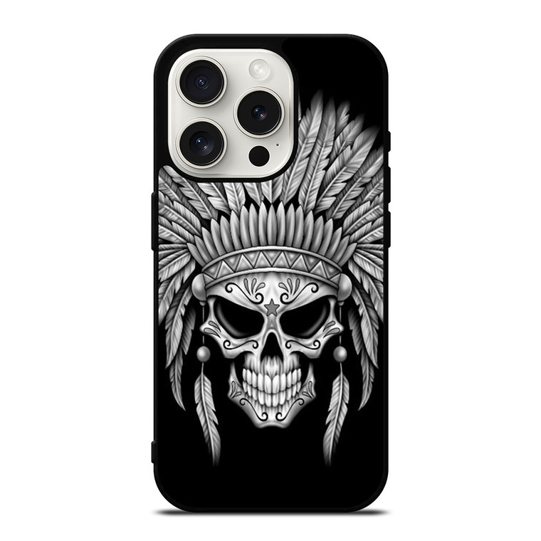 INDIAN FEATHER SKULL iPhone 15 Pro Case Cover