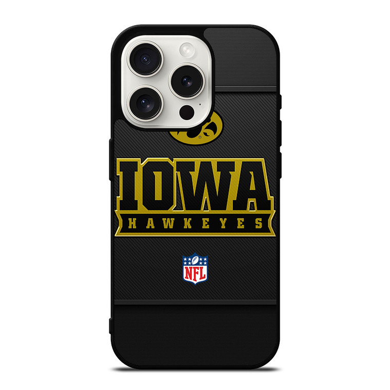 IOWA HAWKEYES CARBON LOGO iPhone 15 Pro Case Cover