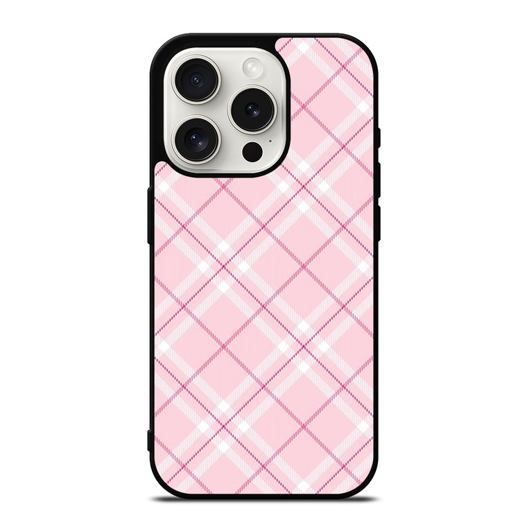 LIGHT PINK PLAID PATTERN iPhone 15 Pro Case Cover