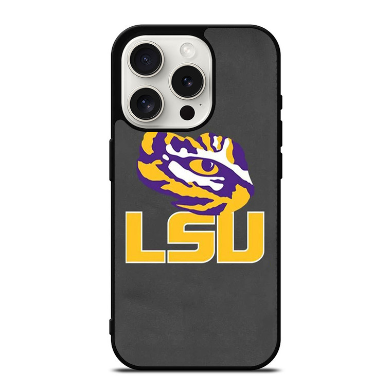 LSU TIGERS LEATHER LOGO iPhone 15 Pro Case Cover