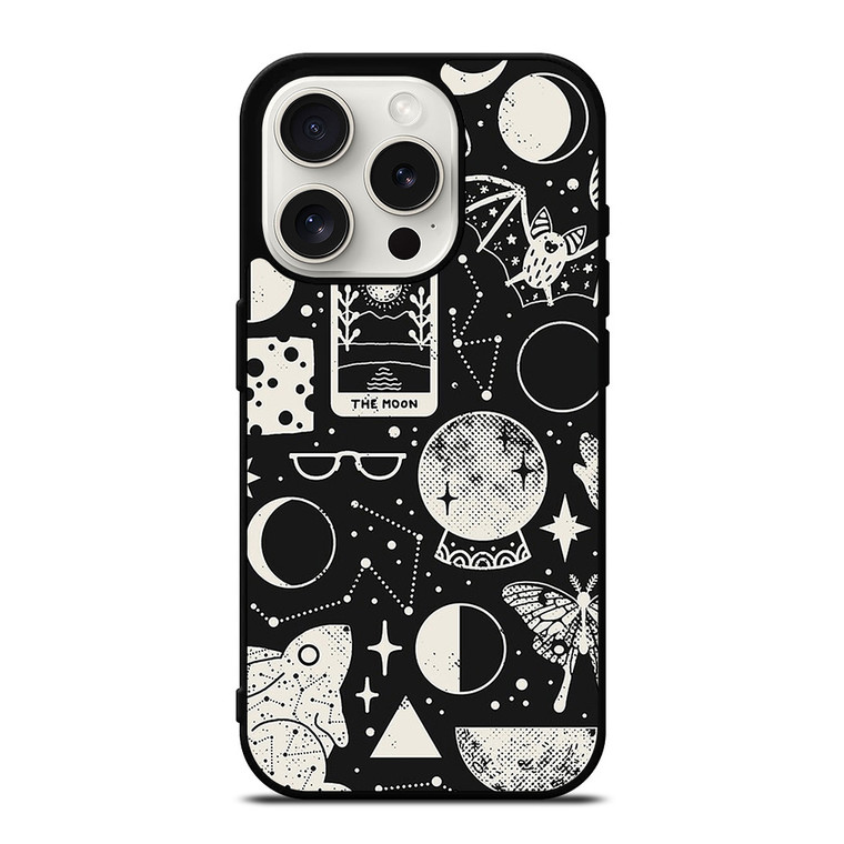 LUNAR PATTERN BLACK WHITE iPhone 15 Pro Case Cover LUNAR PATTERN BLACK WHITE iPhone 15 Pro Case Cover